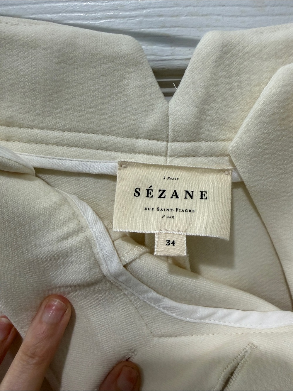 Sézane Marino Trousers Ecru, Size 34 US 2 - Picture 3 of 3